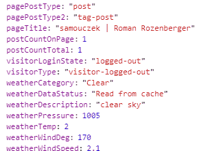 Warstwa danych dla strony tagu