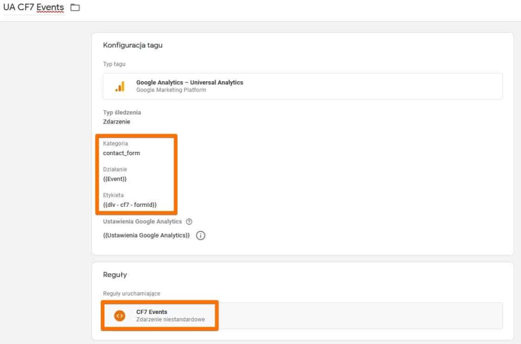 Tag zdarzenia w Universal Analytics