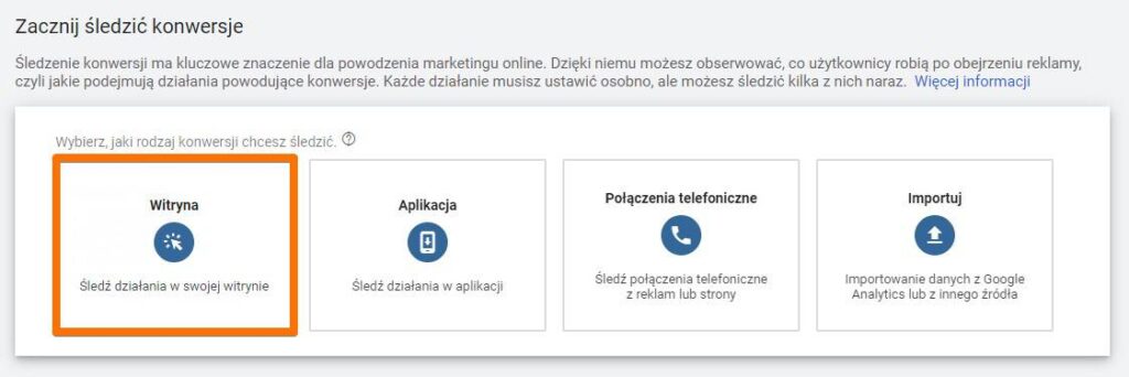 Konfiguracji konwersji na podstawie działań w witrynie