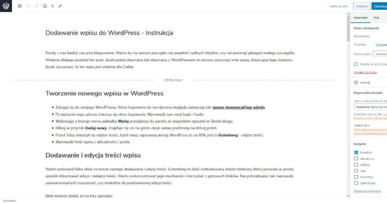 dodawanie wpisu wordpress okladka