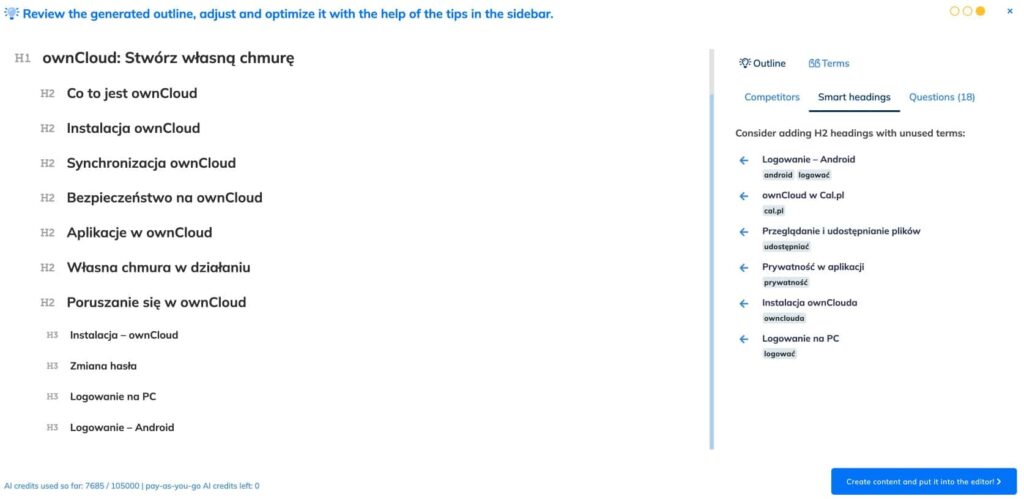 Neuron content designer nagłówki