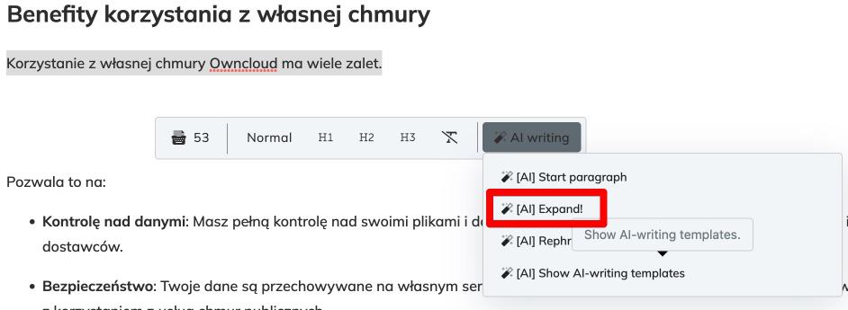 Rozszerzanie tekstu Neuron