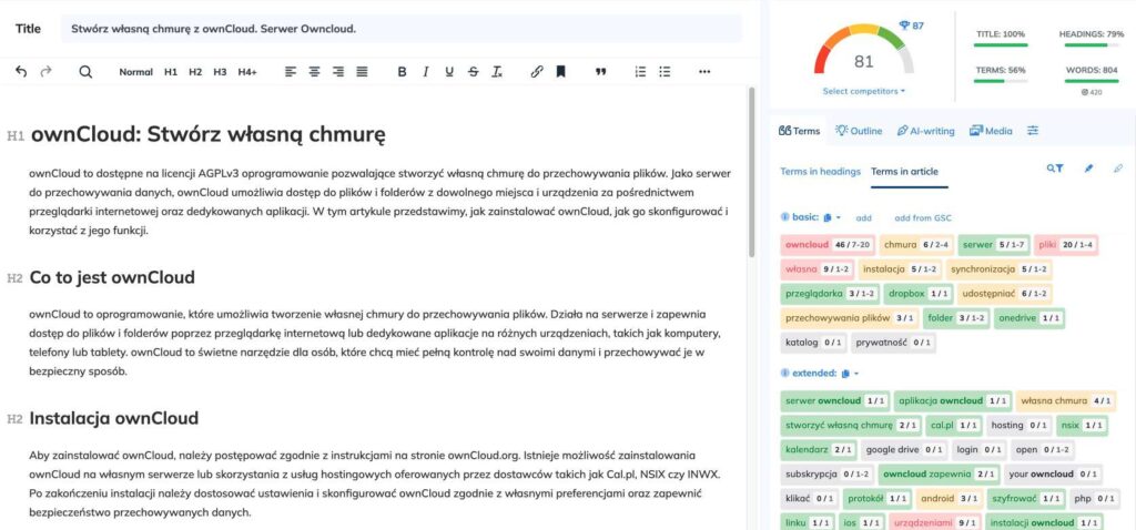 Wynik Long Form w Neuronie