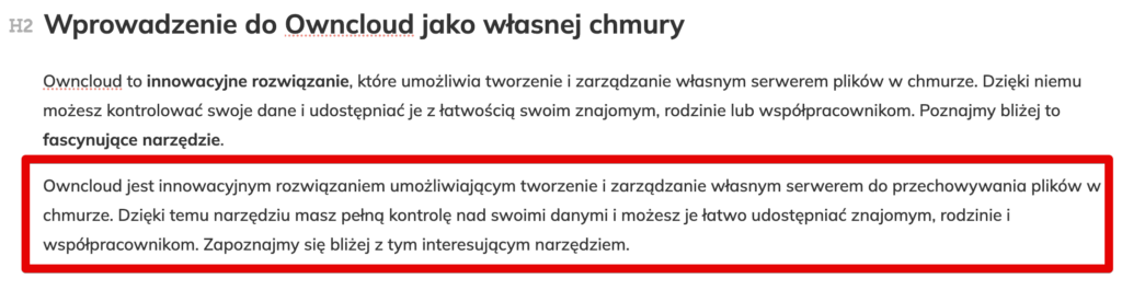 Sparafrazowany tekst