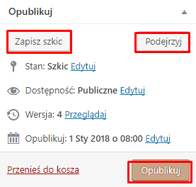 Publikacja Wpisu WordPress